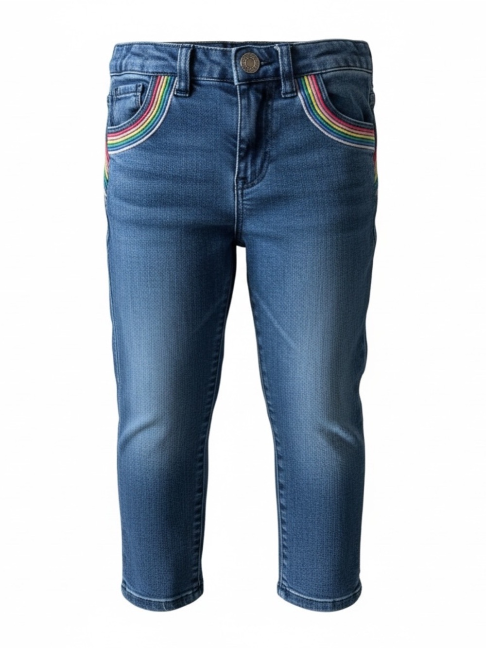 Carter's Blue Denim-Style Pants with Rainbow Waistband